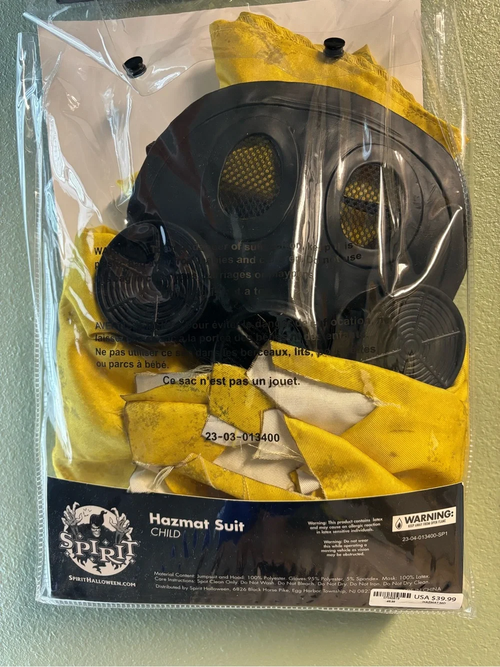 Spirit Yellow Hazmat Suit Kids Costume with Biohazard Print 8/10 - Picture 2 of 4